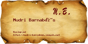 Mudri Barnabás névjegykártya